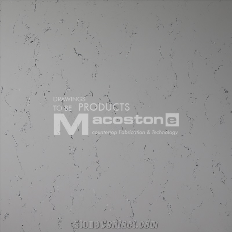 White Carrara Quartz Stone Slab Whith High Gloss and Hardness