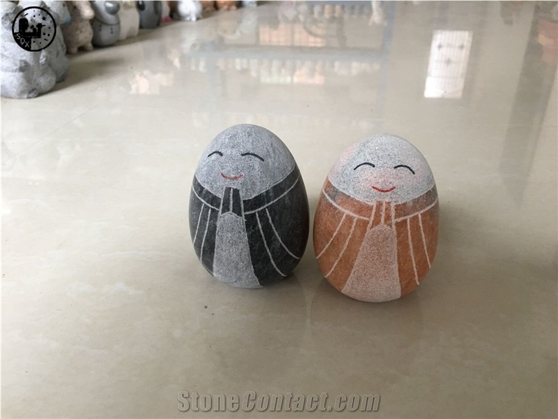 Absolute Beige Marble,Granite,Egg Human Jizo Style Statue,Carved Gifts