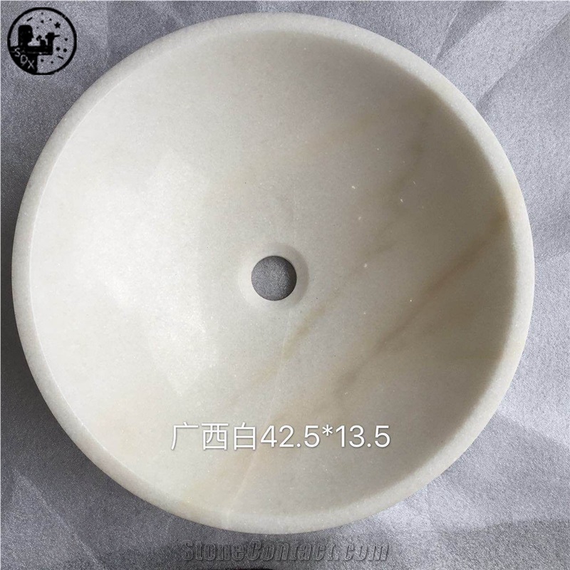 Guangxi White Marble,Wash Sinks Bowls,Kitchen Basins,Round Vessel Sink