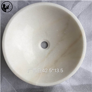 Guangxi White Marble,Wash Sinks Bowls,Kitchen Basins,Round Vessel Sink