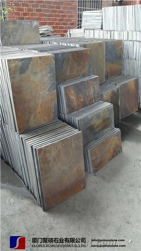 Copper Rusty Natural Slate Tiles, Cheap Good Quality Chinese Stone