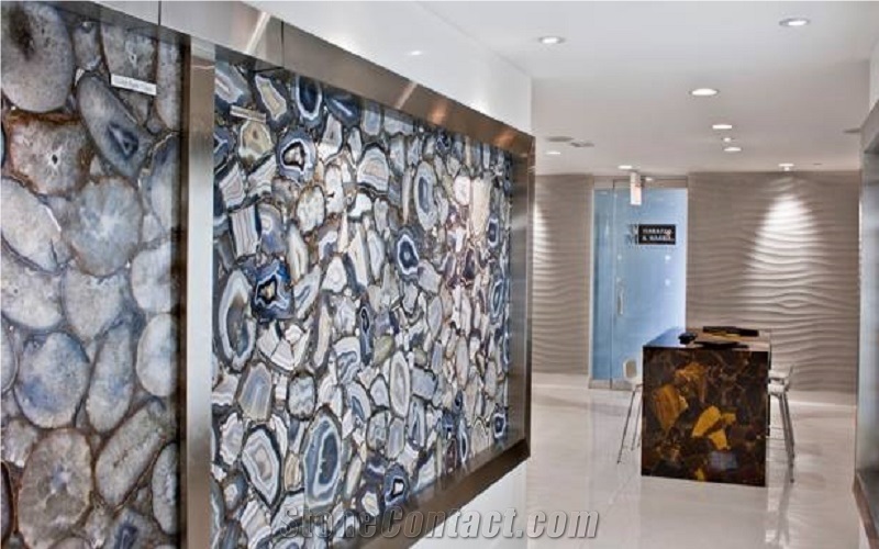 Brown Marron Semiprecious Gemstone Slab Wall Panel Interior Covering
