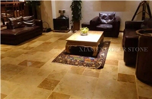 China Shangri La Travertine Tiles Pattern Flooring,Traditional Interior Floor Paving Patio