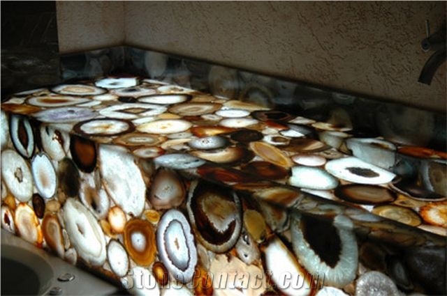 Green Semiprecious Stone Tile Panel for Bathroom Walling,Sinks Cover