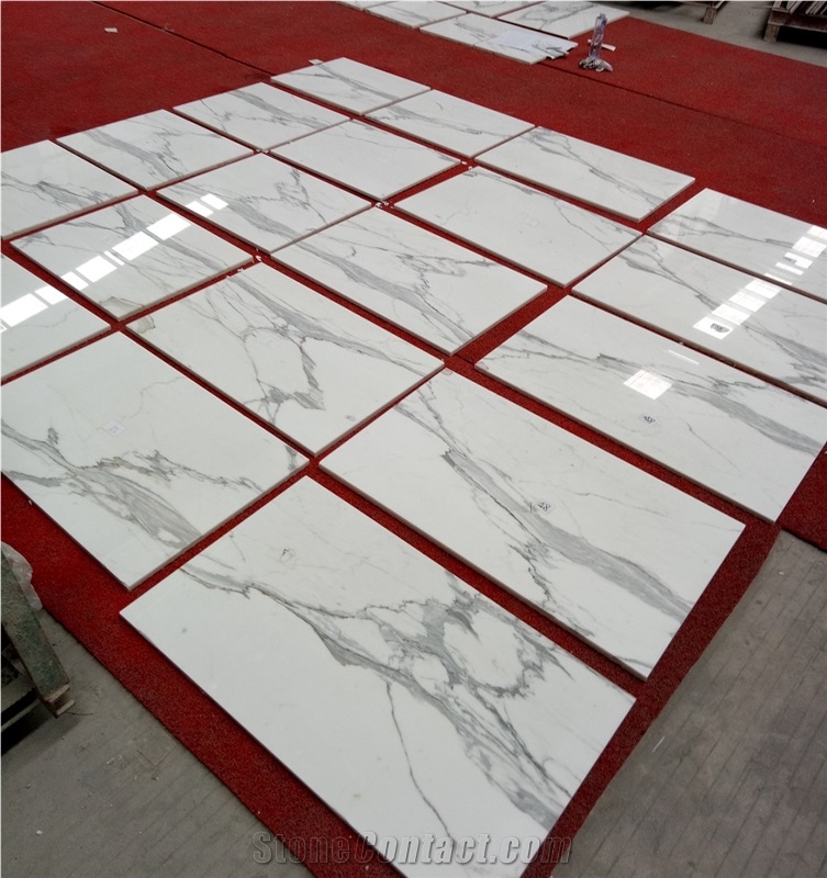 High Quality Italy Carrara White Marble Tiles, Calacatta Marble Tiles