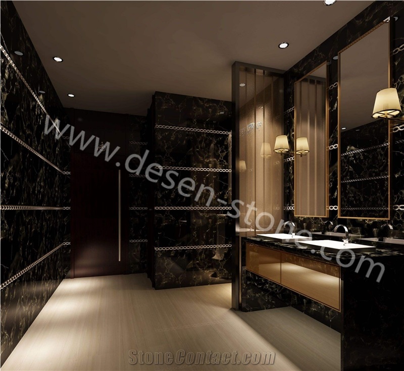 Athens Black Gold Portoto Flower Marble Stone Bathroom Vanity Tops