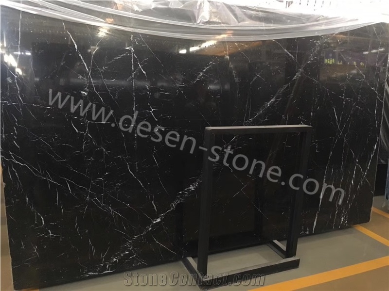 Black Nero Marquina Marble Stone Slabs&Tiles Bookmatched/Skirtings