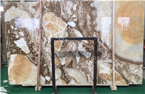 China Honey Onyx Cross Cut/Antique Brown Onyx Stone Slabs&Tiles Floor