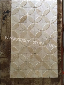 Crema Marfil Marble Stone Kichen Floor/Wall Mosaic Design/Pattern Tile