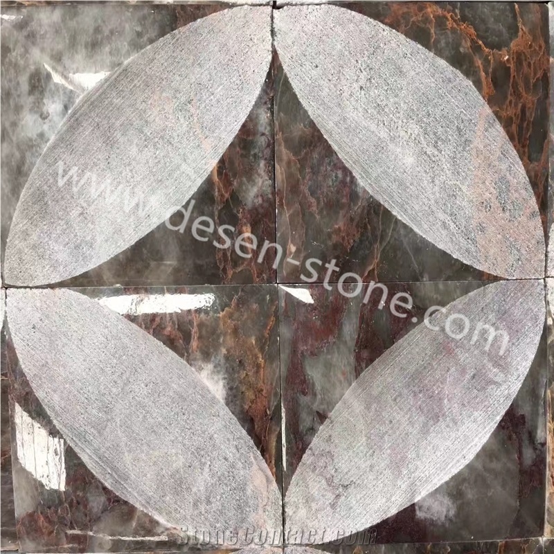 Cuckoo Red Azalea Marble Stone Kichen Floor/Wall Mosaic Design/Pattern