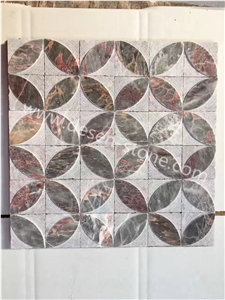 Cuckoo Red Marble Stone Kichen Floor/Wall Mosaic Design/Pattern Tiles