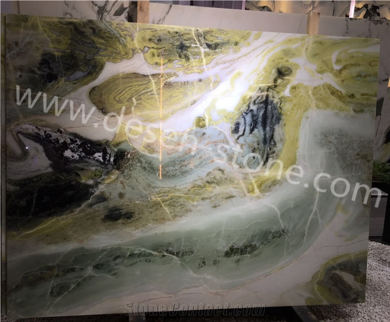 Dreaming Green/Big Flower Green Marble Stone Slabs&Tiles Bookmatching