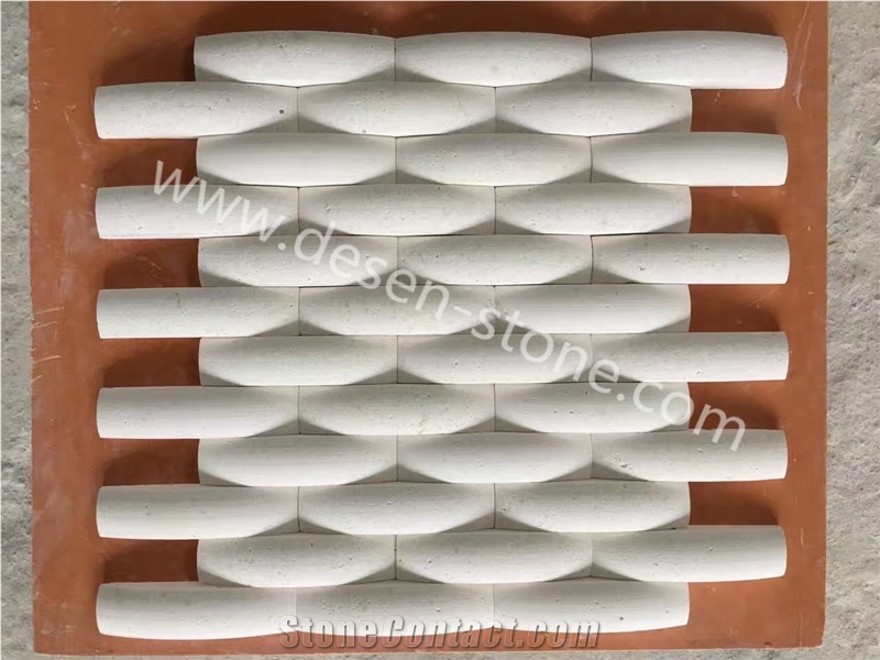 Finike White Fossil Limestone Kichen Floor/Wall Mosaic Design/Pattern