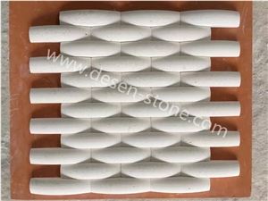 Finike White Fossil Limestone Kichen Floor/Wall Mosaic Design/Pattern