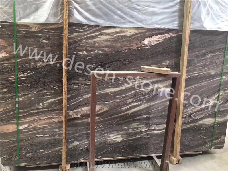 French Purple/Majestic Ocean/Rosso Luana Marble Stone Slabs&Tiles Wall
