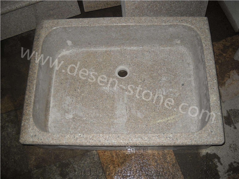 G681 Pink Granite Stone Kitchen/Bathroom Square Sinks/Wash Basins/Bowl