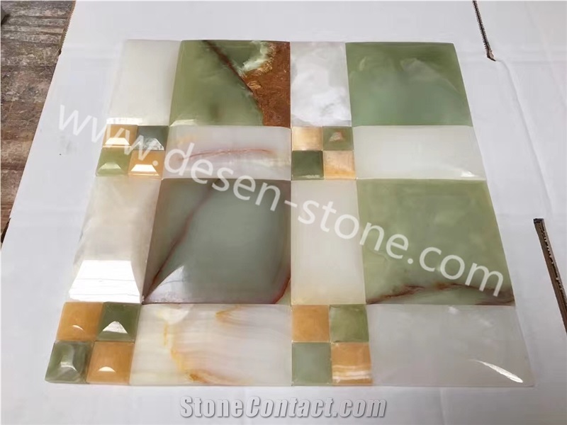 Green Onyx Stone Kitchen Polished Wall Mosaic Design/Pattern Flooring