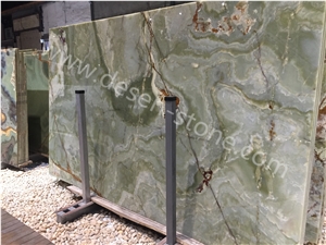 Green Onyx Stone Slabs&Tiles Wall Cladding/Lines/Book-Matched/Pattern