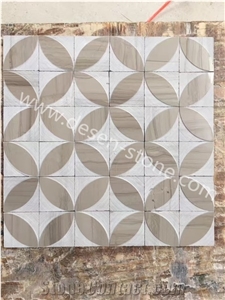 Grey Wood Grain Marble Stone Kichen Floor/Wall Mosaic Design/Pattern