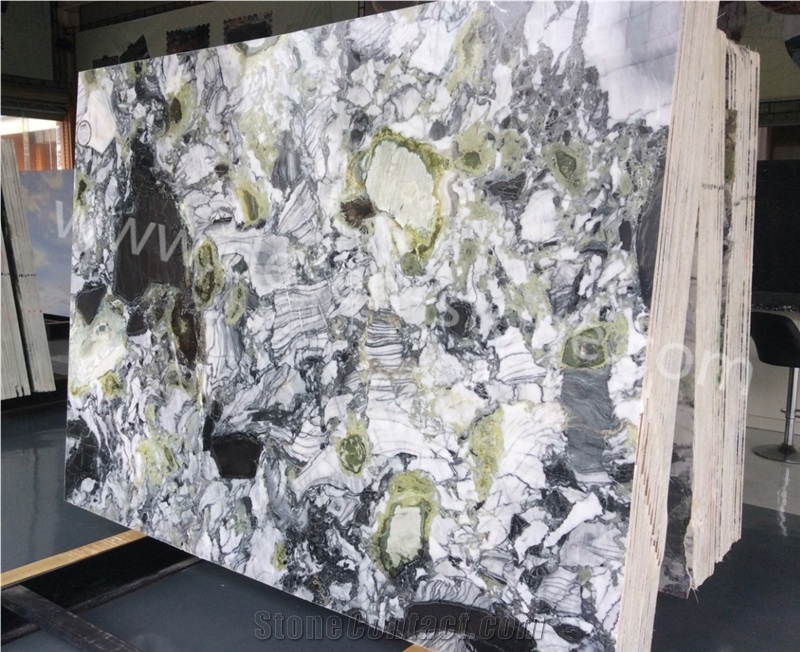 Ice Green Connect/Light Green Marble Stone Slabs&Tiles Bookmatching