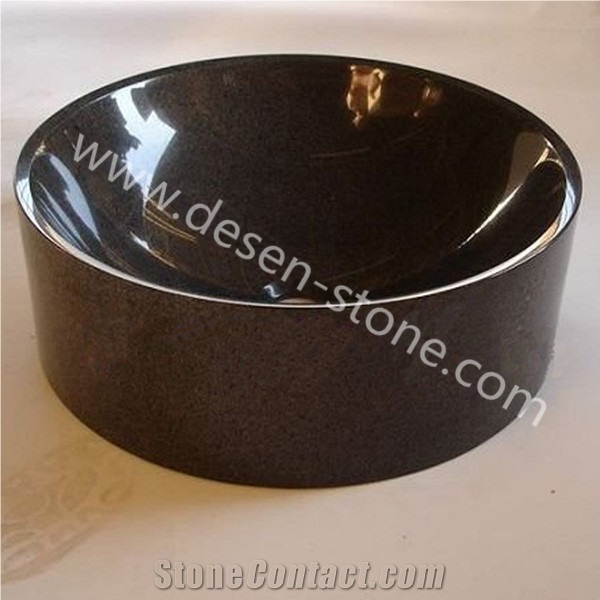 Shanxi Black Granite Stone Bathroom/Kitchen Vessel Sinks/Wash Basins