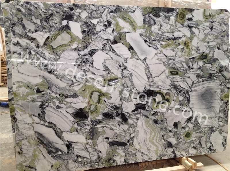 White Beauty Emerald/Ice Green Connect Marble Stone Slabs&Tiles Floor