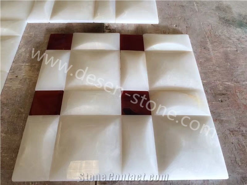 White Onyx Stone Kitchen Polished Wall Mosaic Design/Pattern Flooring