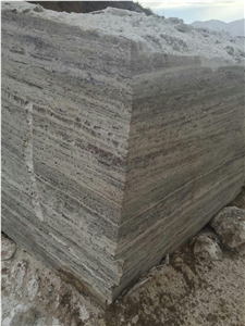 Titanium Travertine Block, Iran Grey Travertine