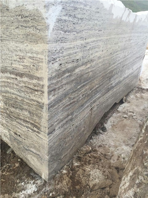 Titanium Travertine Block, Iran Grey Travertine