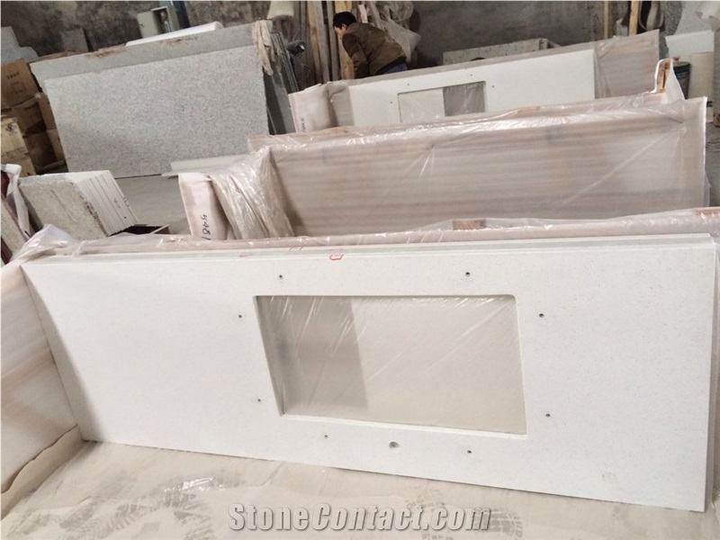 Artificial Pure White Quartz Prefab Countertop Quartz Countertops