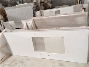 Artificial Pure White Quartz Prefab Countertop, Quartz Countertops