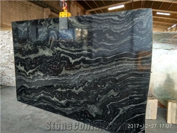 Black Fantasy Granite Slabs & Tiles, India Black Granite