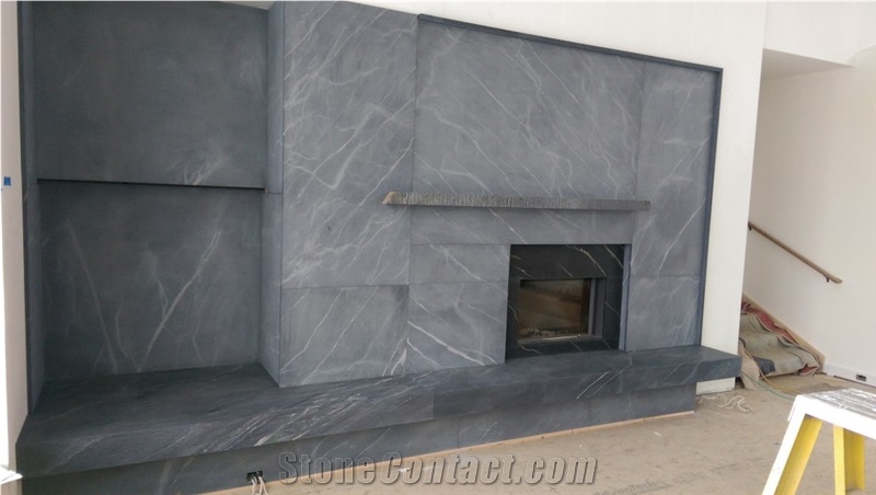 Quicksilver Schist Fireplace Surround with Natural Cleft Mantle