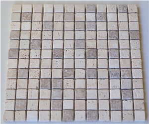 Travertine Tumbled Mosaic Classic / Noce 2.3cm X 2.3cm