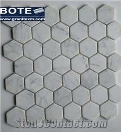 Dark Emperador Hexagonal Mosaic Polished Tumbled Marble Tile