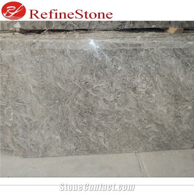 Chinese Guangxi Overlord Flower Grey Marble Slab And Tile