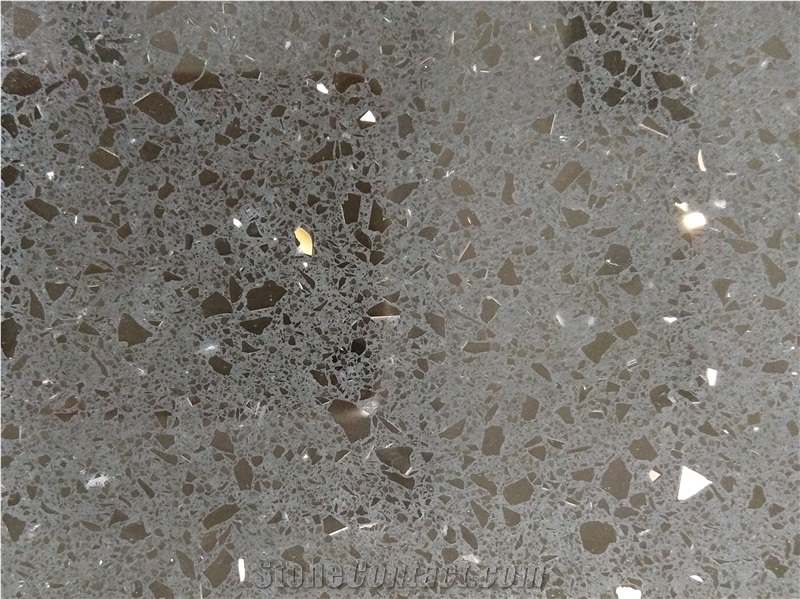 Black Crystal Quartz/China Artificial Quartz Stone/Countertops/Tiles