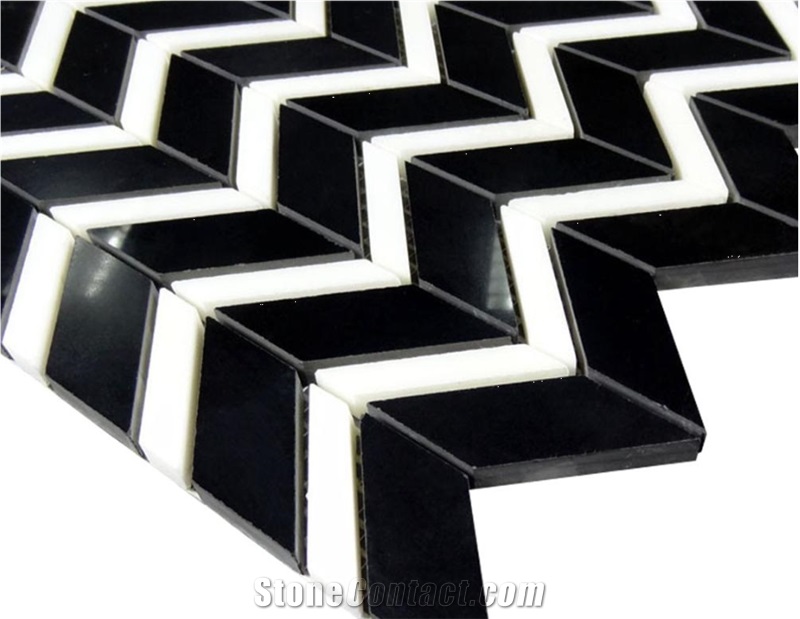Black and White Marble Mosaic Tiles for Outdoor Floor Decoration