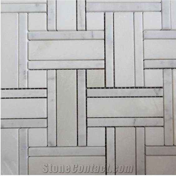 New Design Basketweave Mosaic in Carrara White Marble,Backsplash,Wall