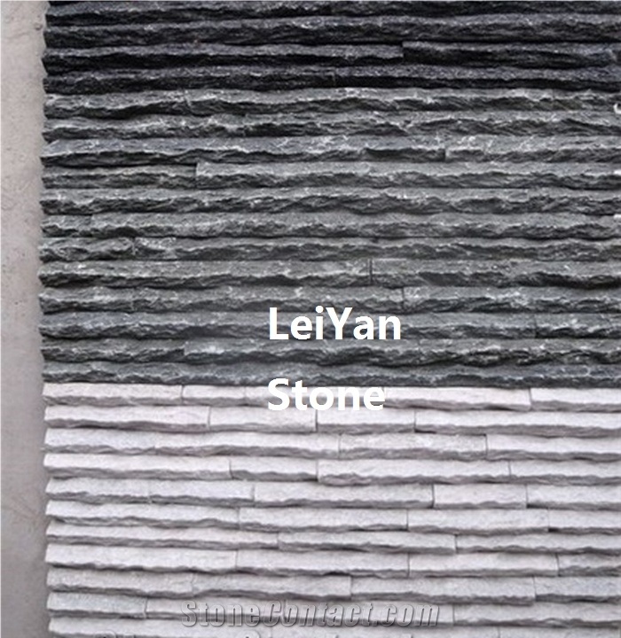 Water Fall Panel Tile in Black/Grey Slate Flow Board Cultured Stone