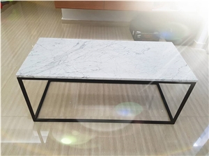 Bianco Carrarra Marble Side Table with 304g Stainless Steel Leg