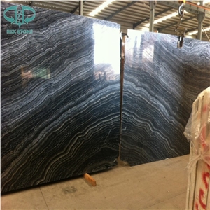 Book Match Black Wood Marble Slab for Interior Decoration