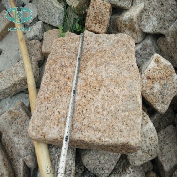 China G682 Golden Granite Cube, Garden Yard Stone Cobbles