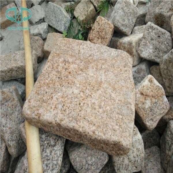 China G682 Golden Granite Cube, Garden Yard Stone Cobbles