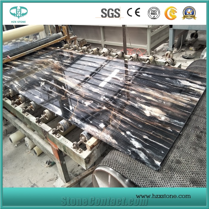Polished Cosmos Black Marble,Venice Golden Marble,China Black Marble