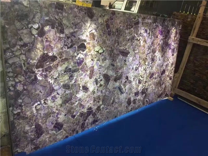 Factory Price Backlit Semiprecious Stone Purple Amethyst Gemstone Slab