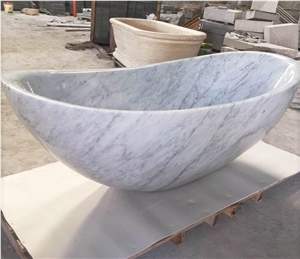 Natural Stone Bathtub Carrara Oval Marble Stone Bathtub for Hotel Bath