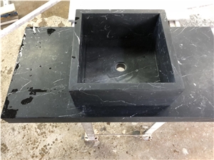 Solid Marble Vessel Sinks Black Marquina Farm Sinks Solid Surface