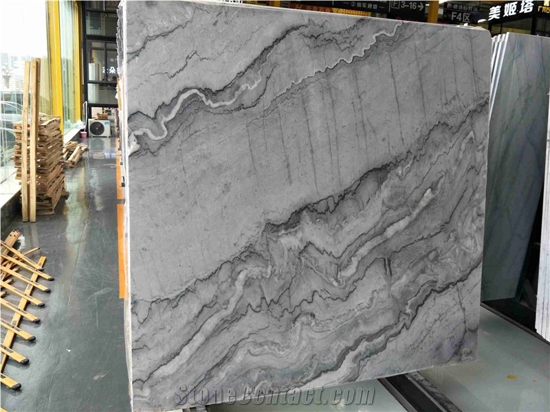 2018 China New Book Match Marble Bluse Grey Marble Slab Luxury Stone