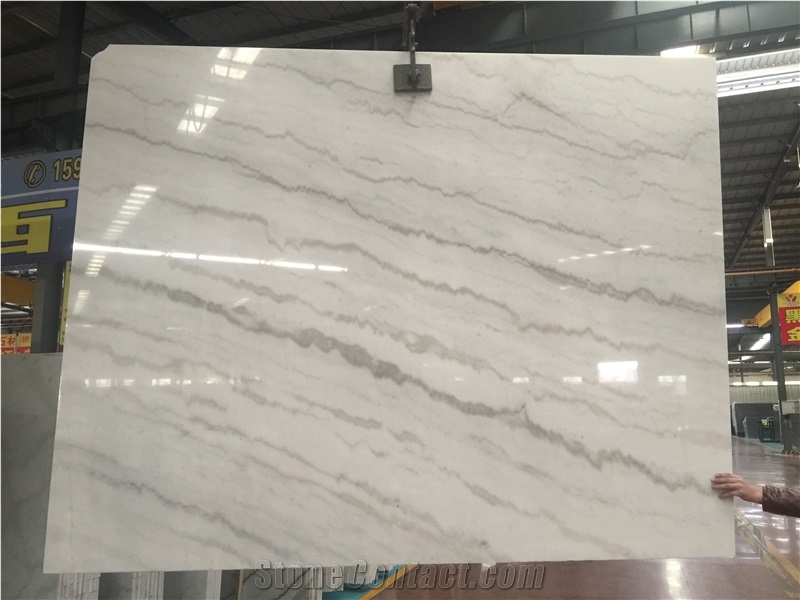 Cheap Chinese Carrara White Guangxi Rainball White Marble Big Slab